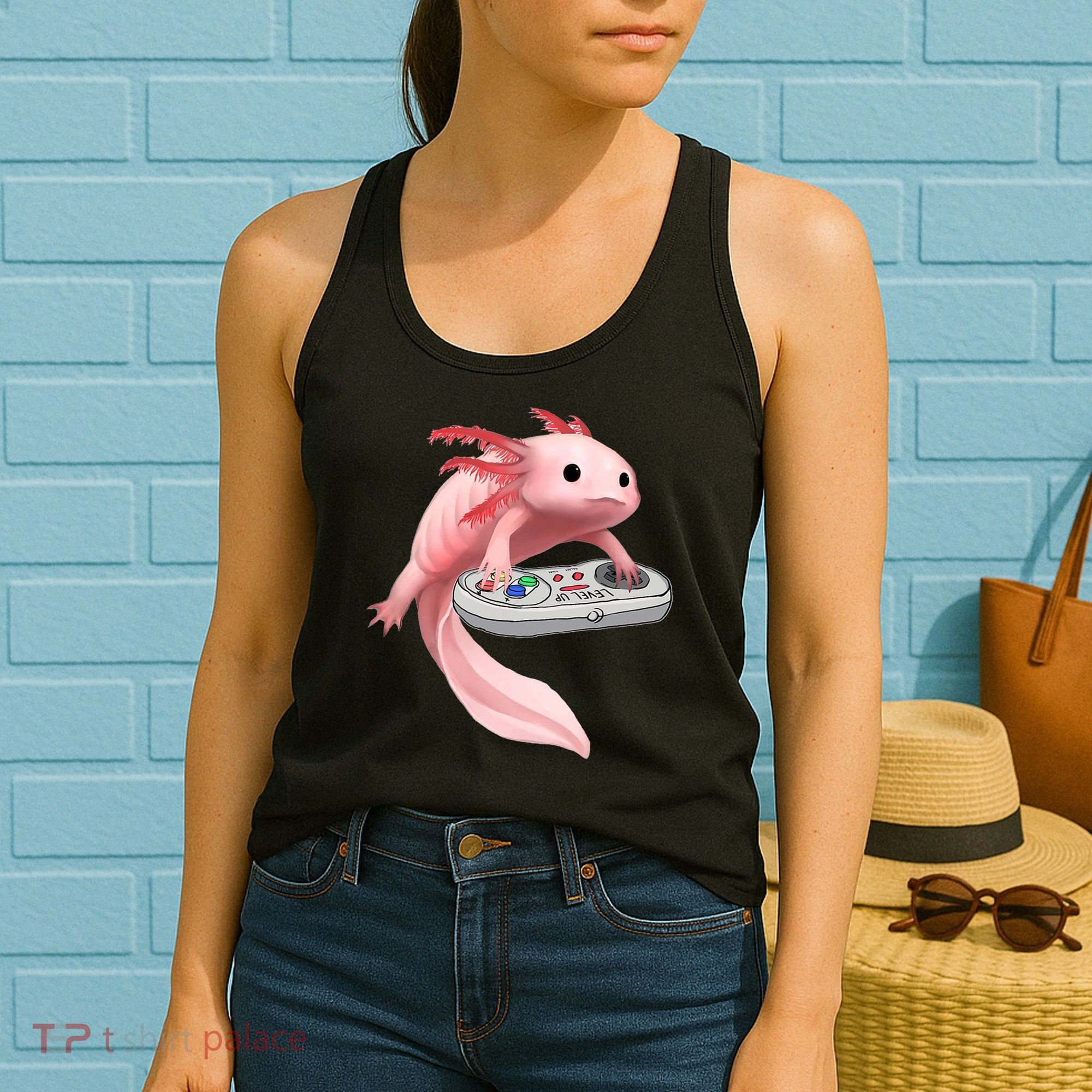 Axolotl Fish Playing Video Game White-Axolotl Lizard Gamers Women's Tank Top