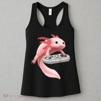 Axolotl Fish Playing Video Game White-Axolotl Lizard Gamers Women's Tank Top thumb 3
