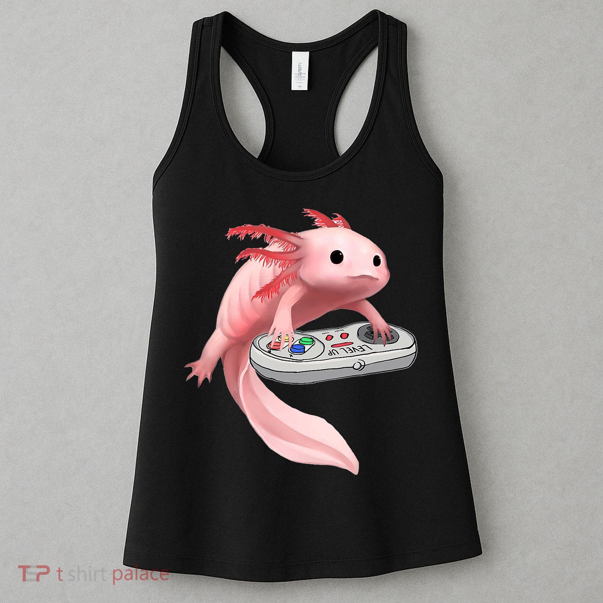 Axolotl Fish Playing Video Game White-Axolotl Lizard Gamers Women's Tank Top