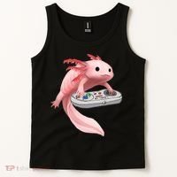 Axolotl Fish Playing Video Game White-Axolotl Lizard Gamers Tank Top thumb 2