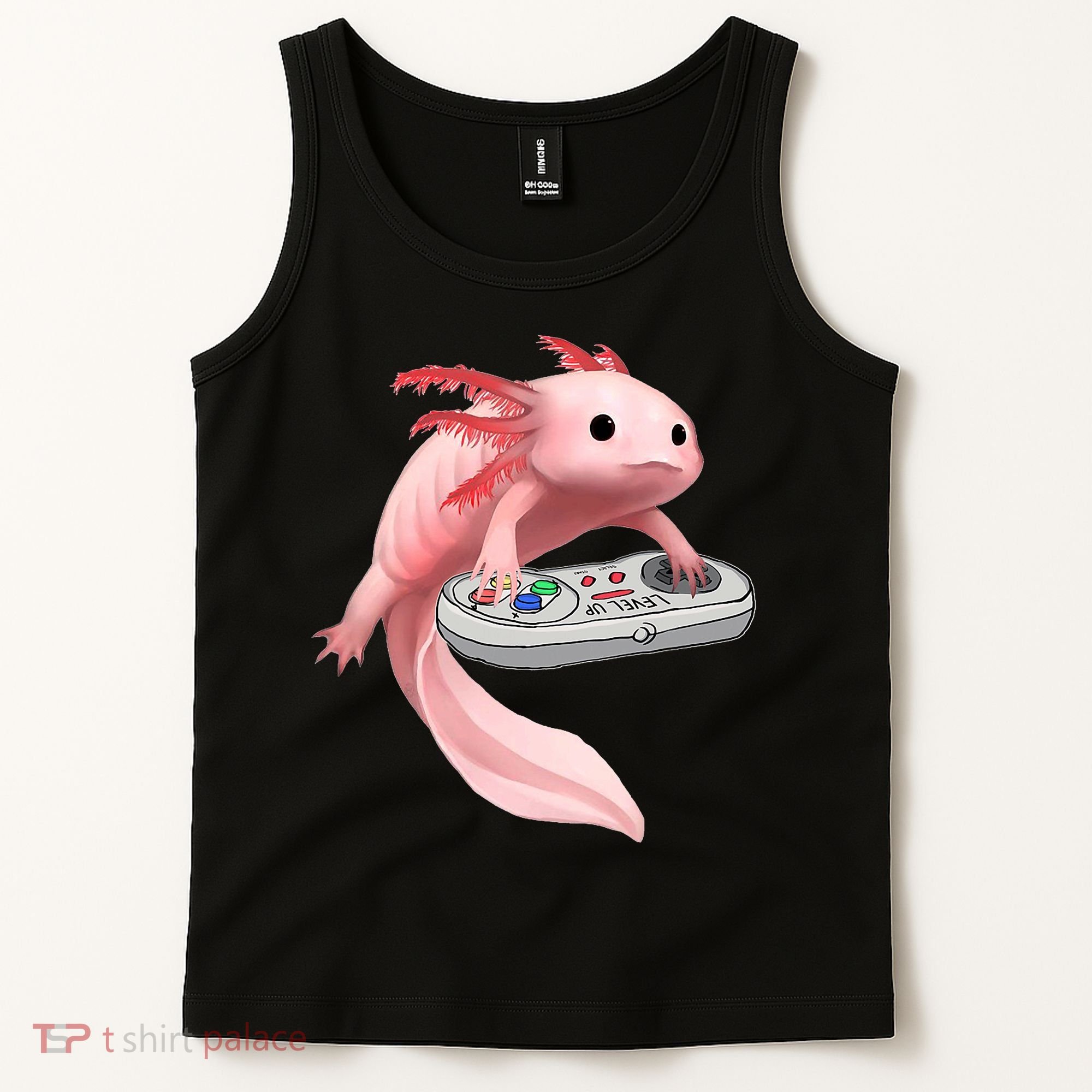Axolotl Fish Playing Video Game White-Axolotl Lizard Gamers Tank Top