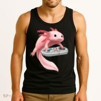 Axolotl Fish Playing Video Game White-Axolotl Lizard Gamers Tank Top thumb 3