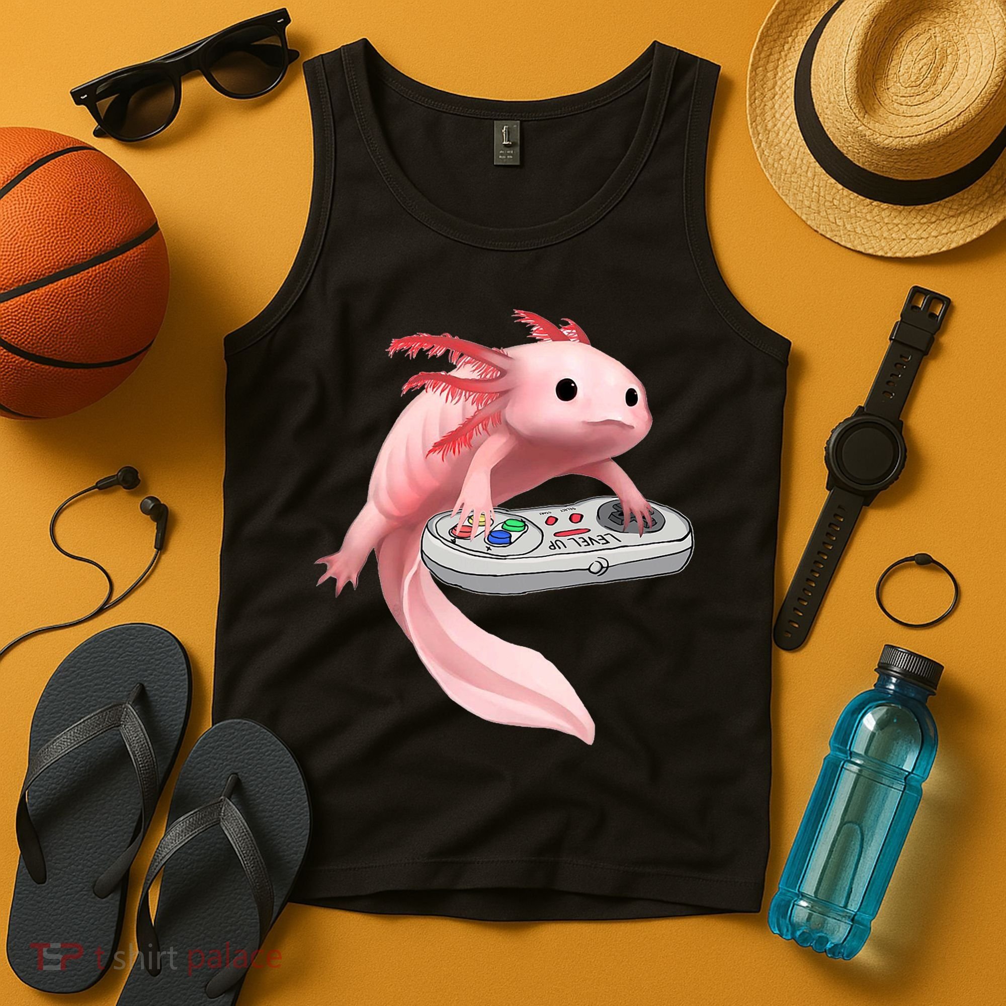 Axolotl Fish Playing Video Game White-Axolotl Lizard Gamers Tank Top