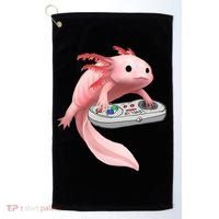 Axolotl Fish Playing Video Game White-Axolotl Lizard Gamers Golf Towel thumb 0