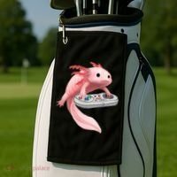 Axolotl Fish Playing Video Game White-Axolotl Lizard Gamers Golf Towel thumb 2