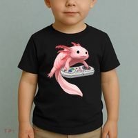 Axolotl Fish Playing Video Game White-Axolotl Lizard Gamers Toddler T-Shirt thumb 2