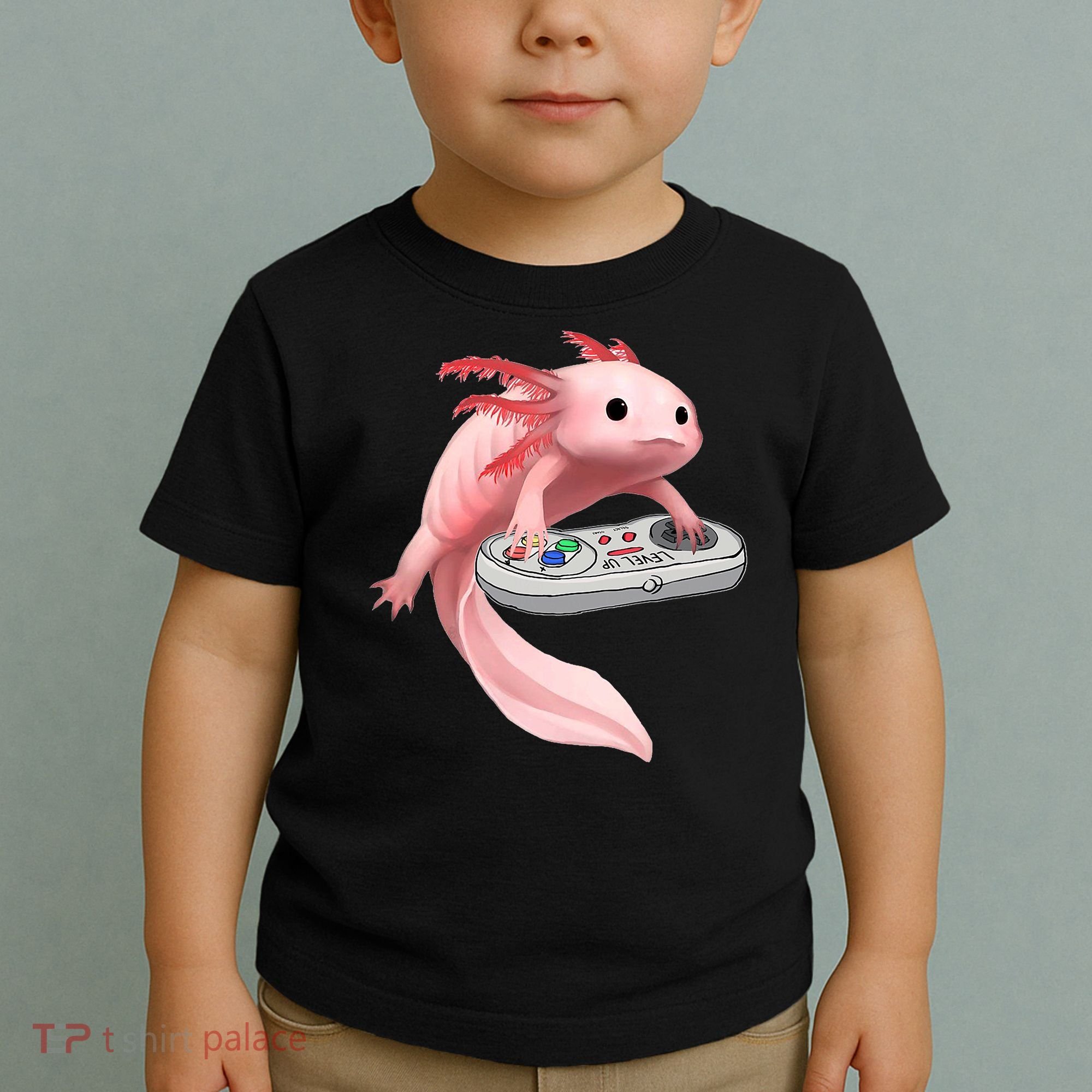 Axolotl Fish Playing Video Game White-Axolotl Lizard Gamers Toddler T-Shirt