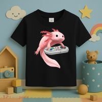Axolotl Fish Playing Video Game White-Axolotl Lizard Gamers Toddler T-Shirt thumb 3