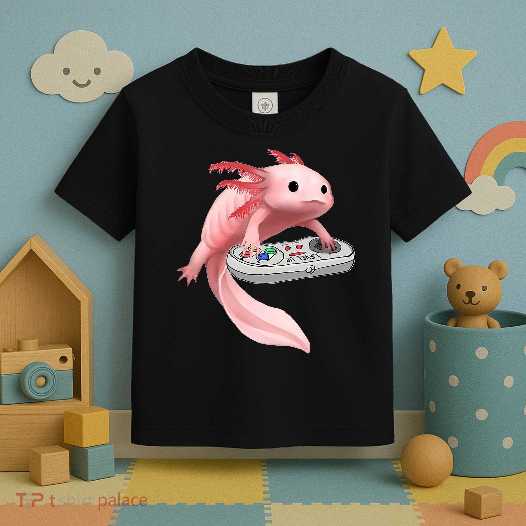 Axolotl Fish Playing Video Game White-Axolotl Lizard Gamers Toddler T-Shirt