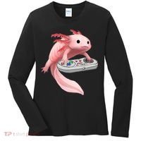 Axolotl Fish Playing Video Game White-Axolotl Lizard Gamers Women's Long Sleeve Shirt thumb 0
