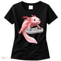 Axolotl Fish Playing Video Game White-Axolotl Lizard Gamers Women's T-Shirt thumb 0