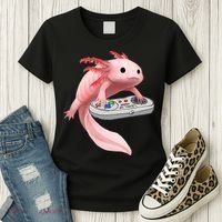 Axolotl Fish Playing Video Game White-Axolotl Lizard Gamers Women's T-Shirt thumb 3
