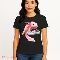 Axolotl Fish Playing Video Game White-Axolotl Lizard Gamers Women's T-Shirt thumb 4