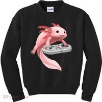 Axolotl Fish Playing Video Game White-Axolotl Lizard Gamers Kids Sweatshirt thumb 0