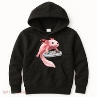 Axolotl Fish Playing Video Game White-Axolotl Lizard Gamers Kids Hoodie thumb 0