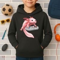 Axolotl Fish Playing Video Game White-Axolotl Lizard Gamers Kids Hoodie thumb 2