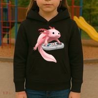 Axolotl Fish Playing Video Game White-Axolotl Lizard Gamers Kids Hoodie thumb 3