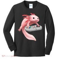 Axolotl Fish Playing Video Game White-Axolotl Lizard Gamers Kids Long Sleeve Shirt thumb 0