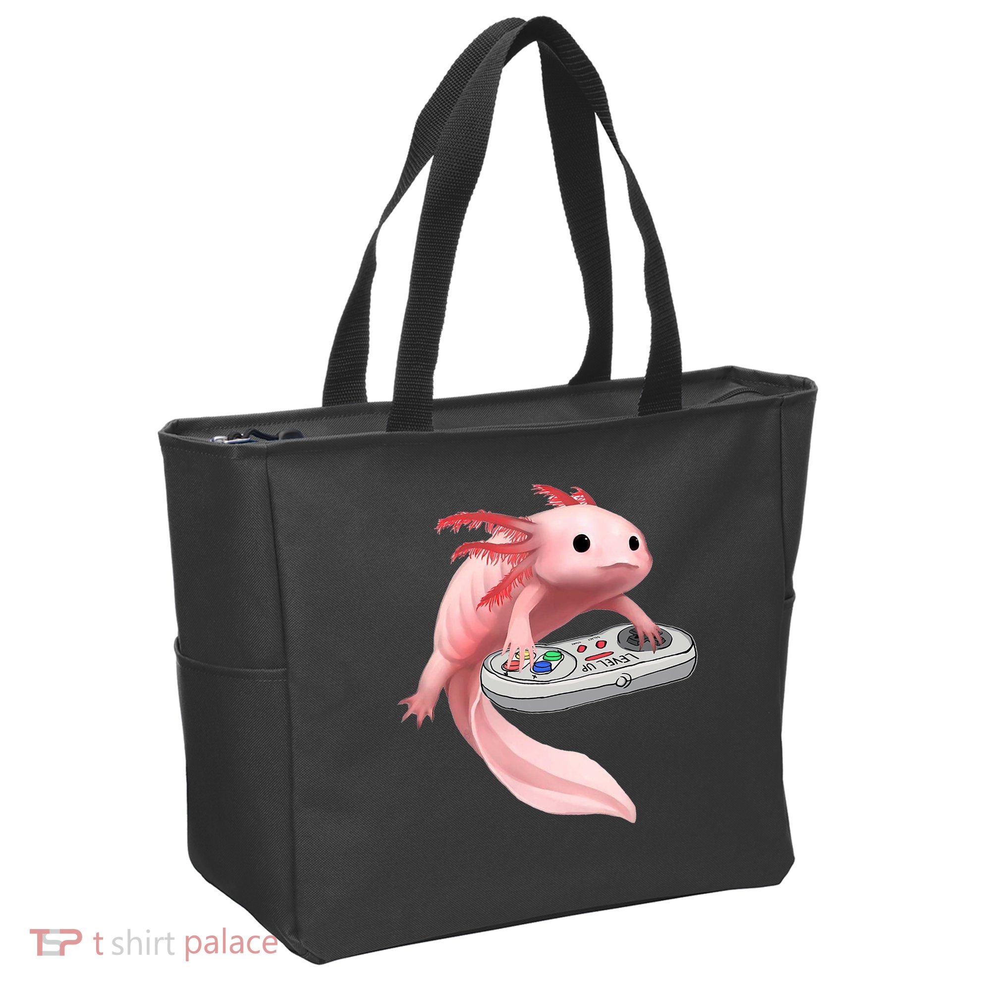 Axolotl Fish Playing Video Game White-Axolotl Lizard Gamers Tote Bag
