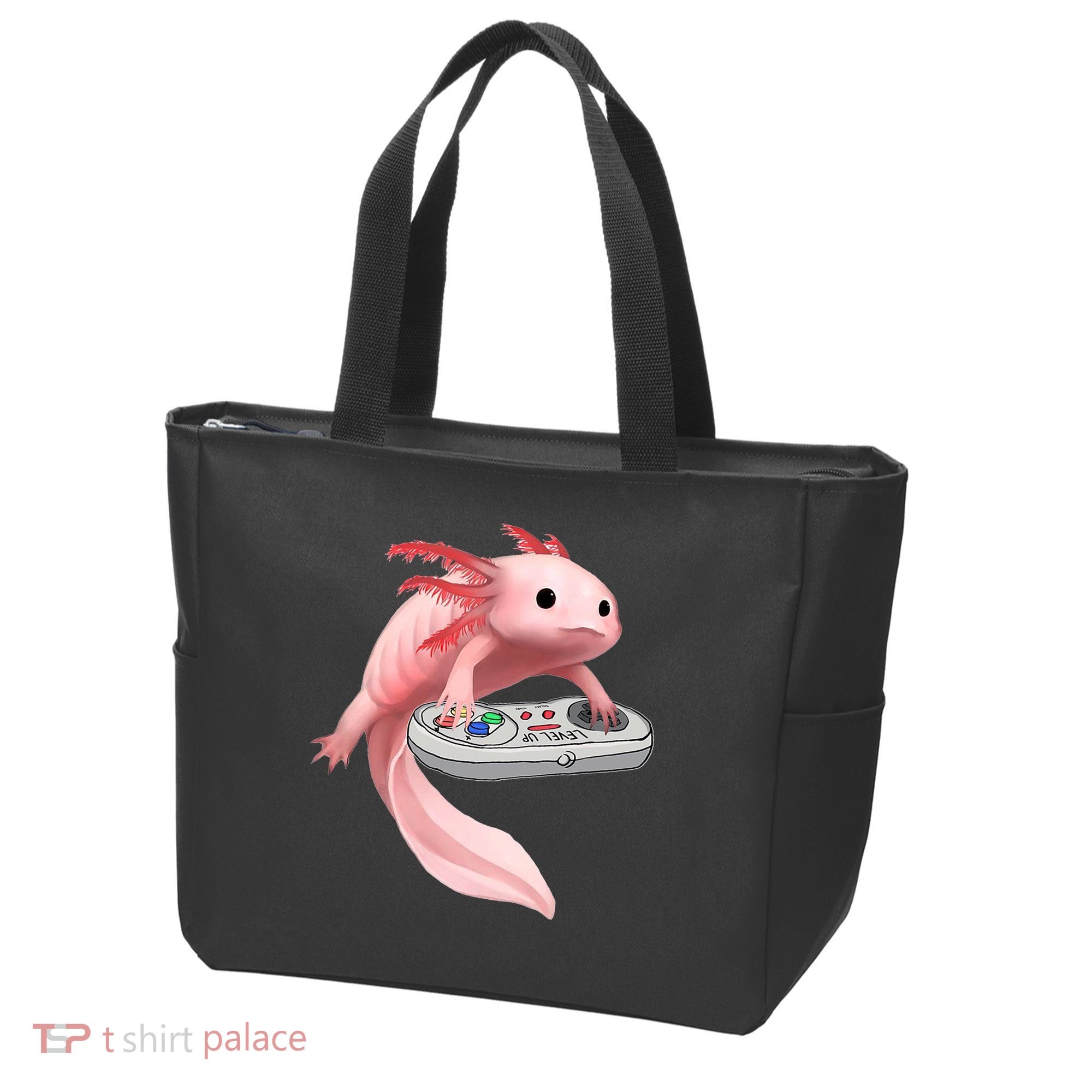 Axolotl Fish Playing Video Game White-Axolotl Lizard Gamers Tote Bag