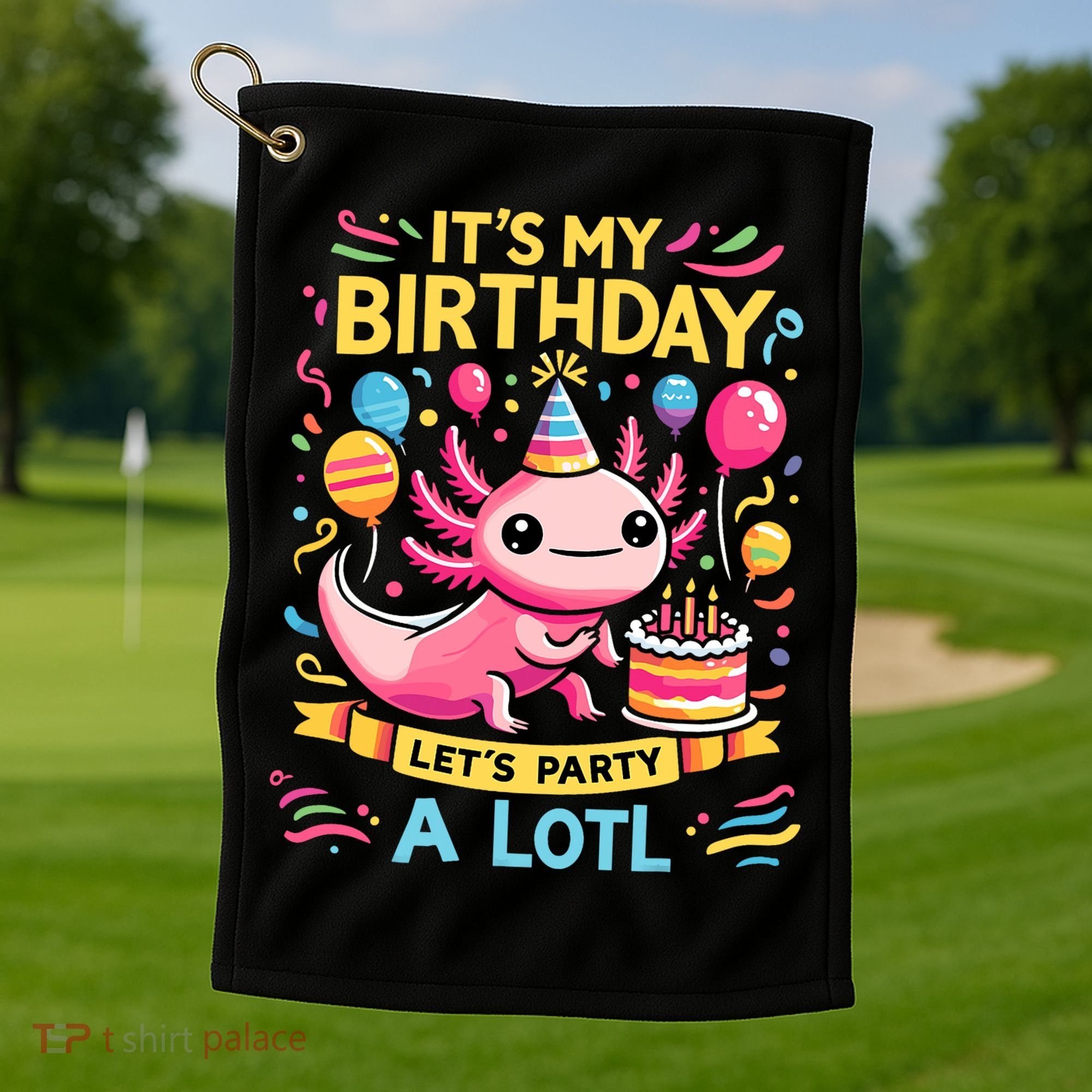 Axolotl Fun Party Kawaii Axolot Birthday Golf Towel