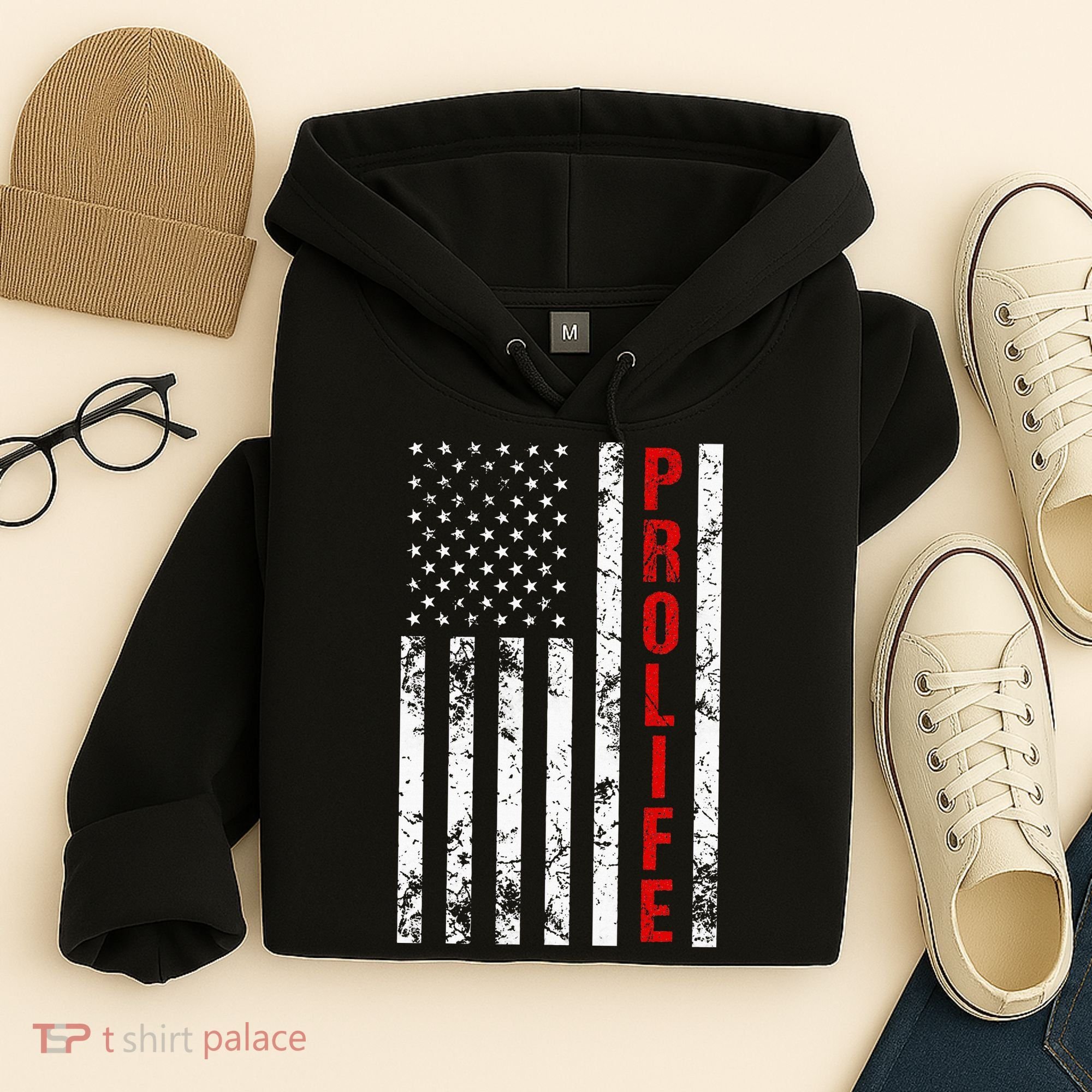 American Flag Pro Life Hoodie