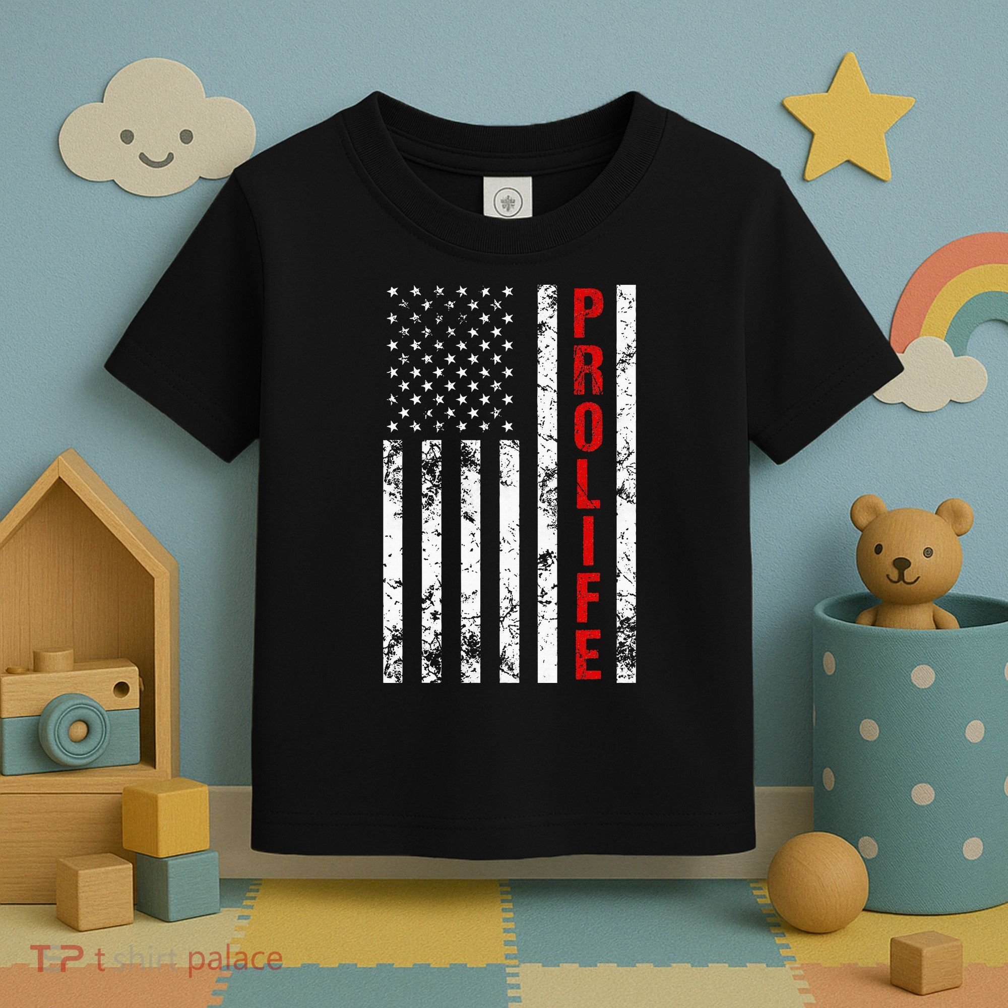 American Flag Pro Life Toddler T-Shirt