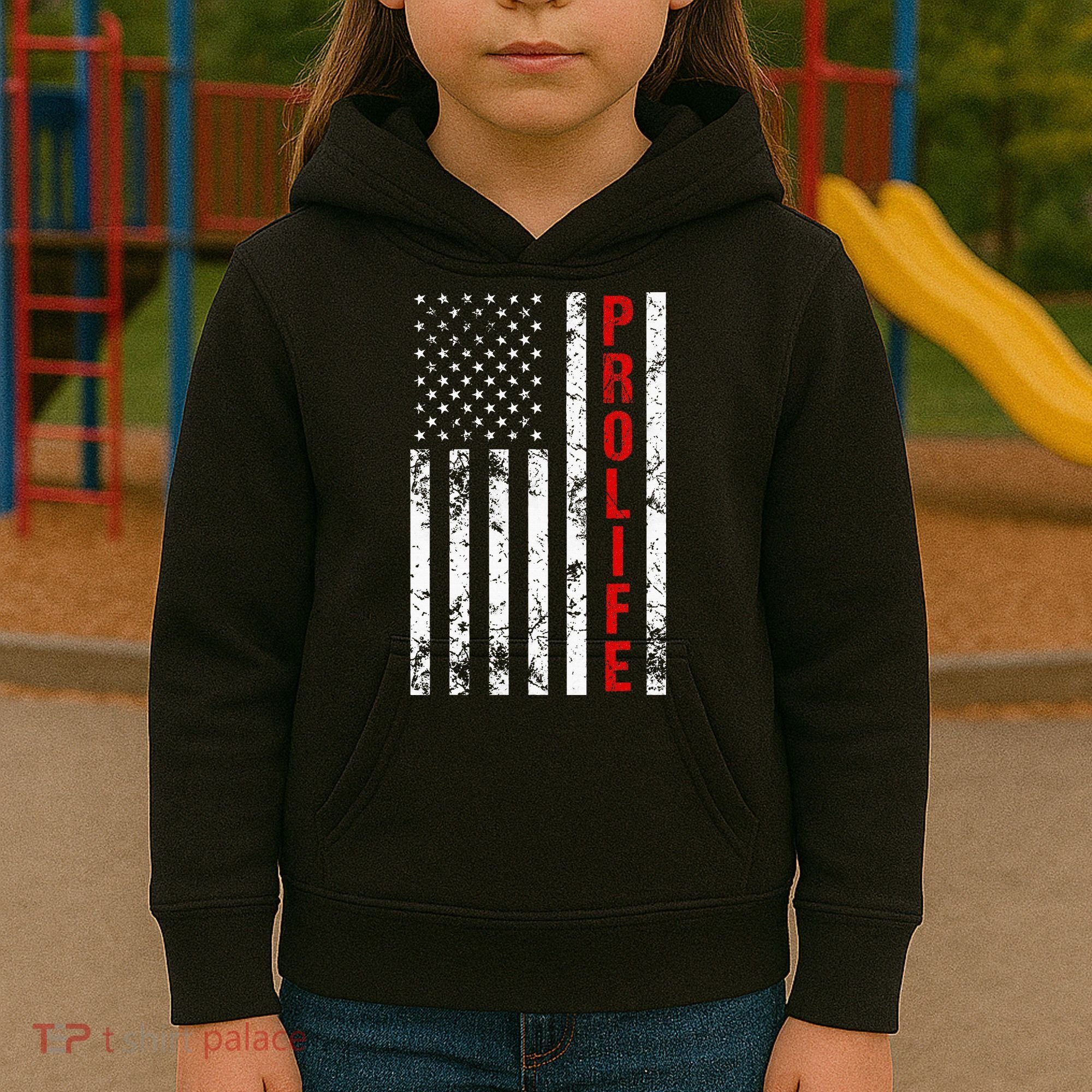 American Flag Pro Life Kids Hoodie