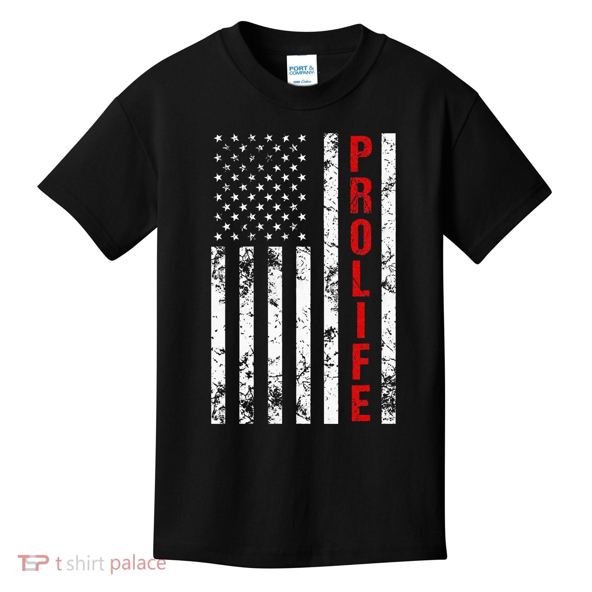 American Flag Pro Life Kids T-Shirt