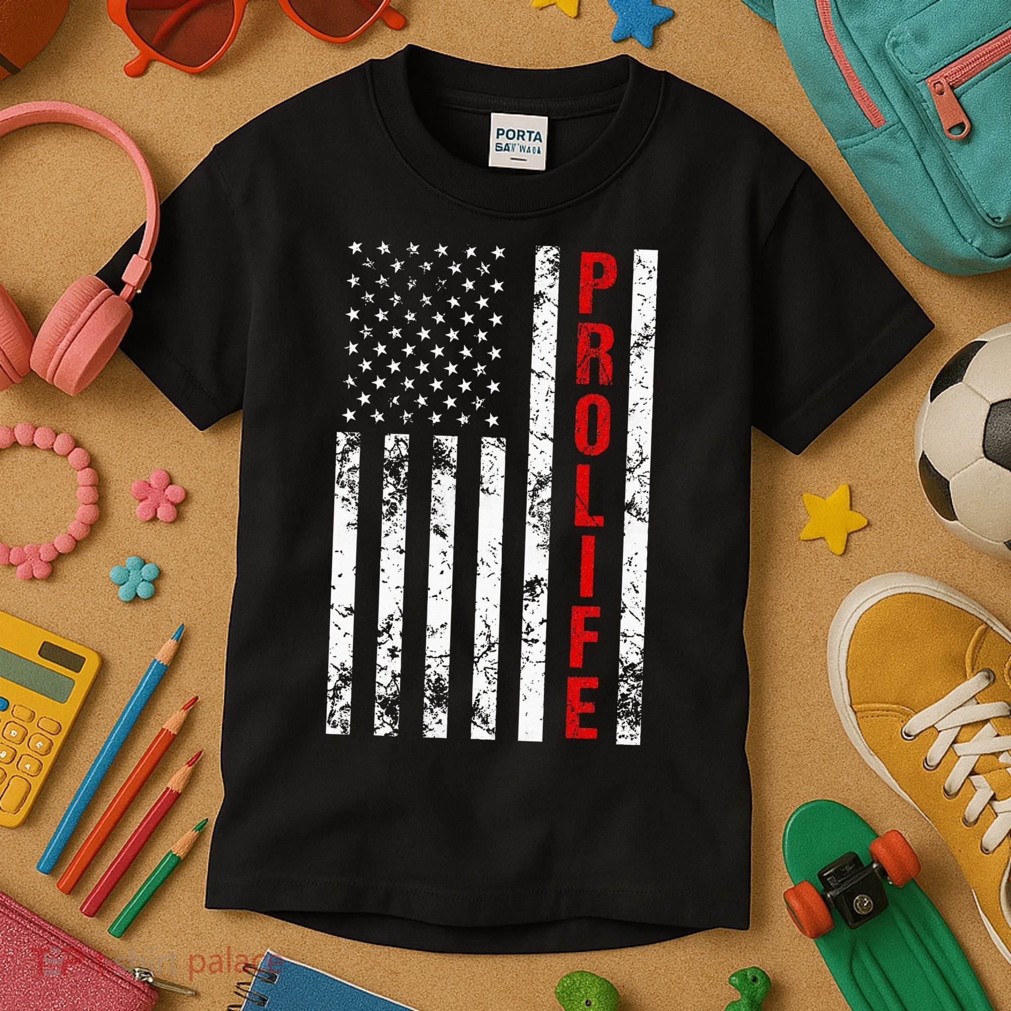 American Flag Pro Life Kids T-Shirt