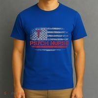 American Flag Psychiatric Nurse Rn Tal Health Psych Nurse Gift T-Shirt thumb 3