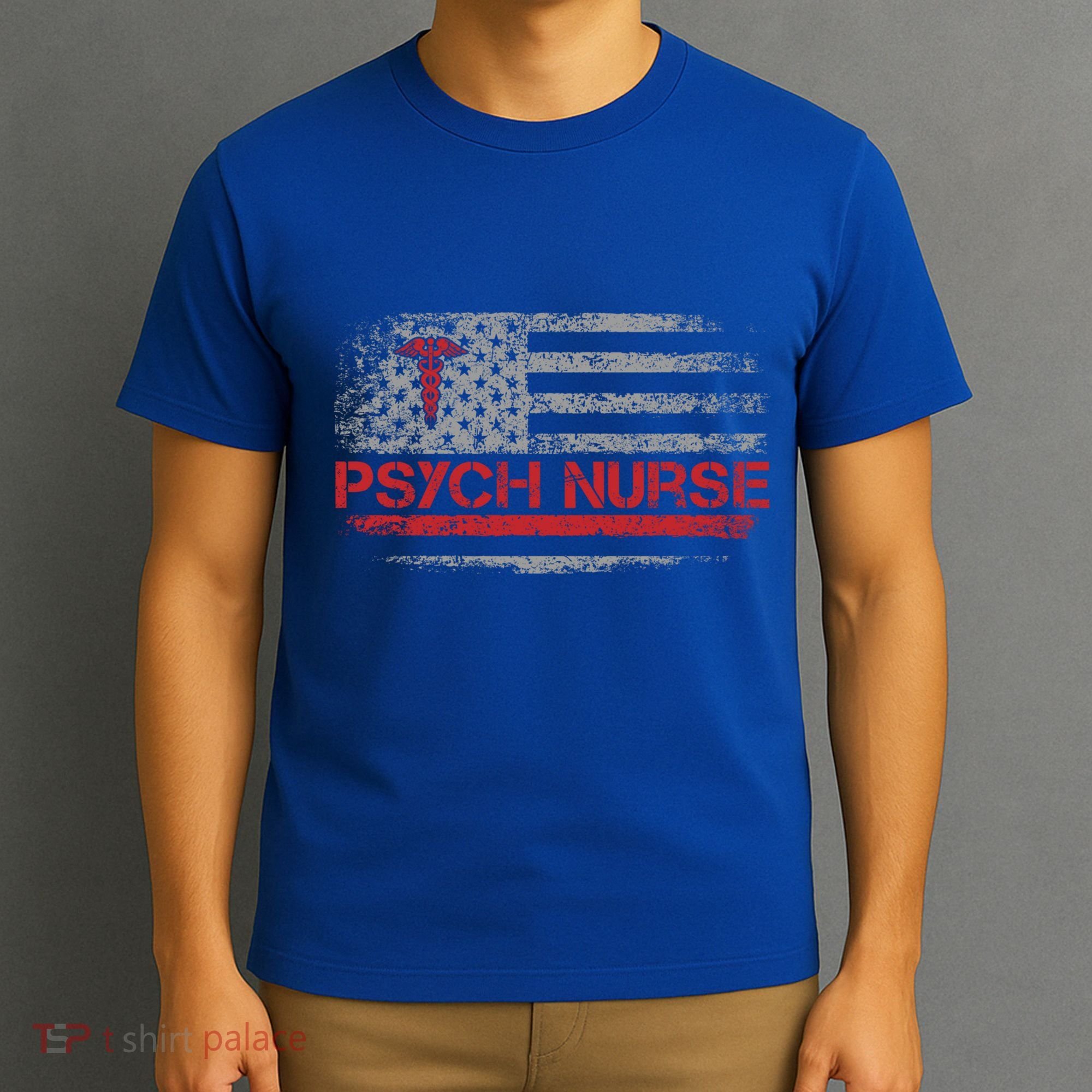 American Flag Psychiatric Nurse Rn Tal Health Psych Nurse Gift T-Shirt