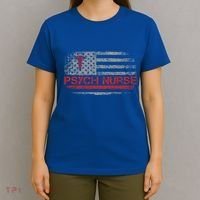 American Flag Psychiatric Nurse Rn Tal Health Psych Nurse Gift T-Shirt thumb 4