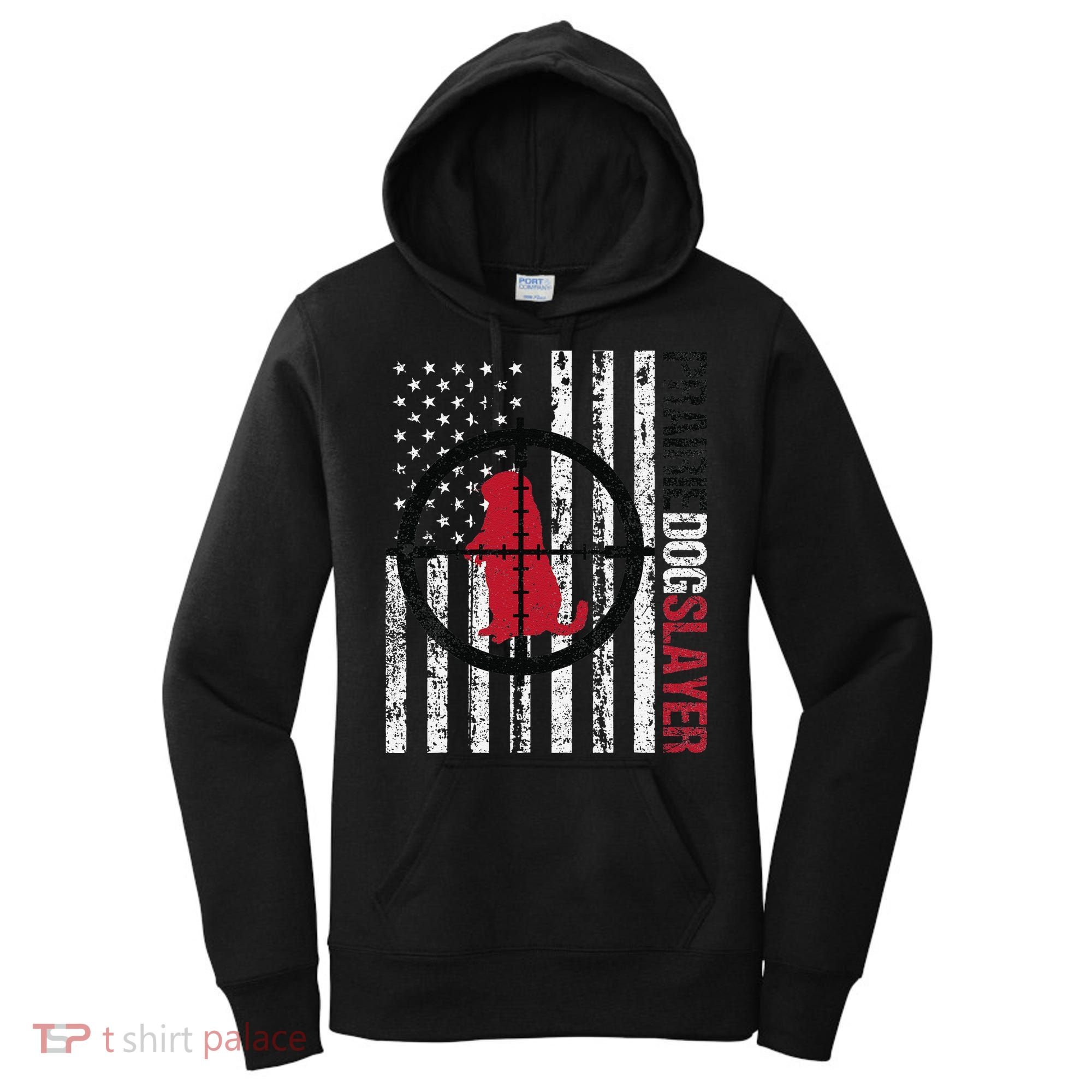 American Flag Prairie Dog Hunting Prairie Dog Slayer Women's Hoodie