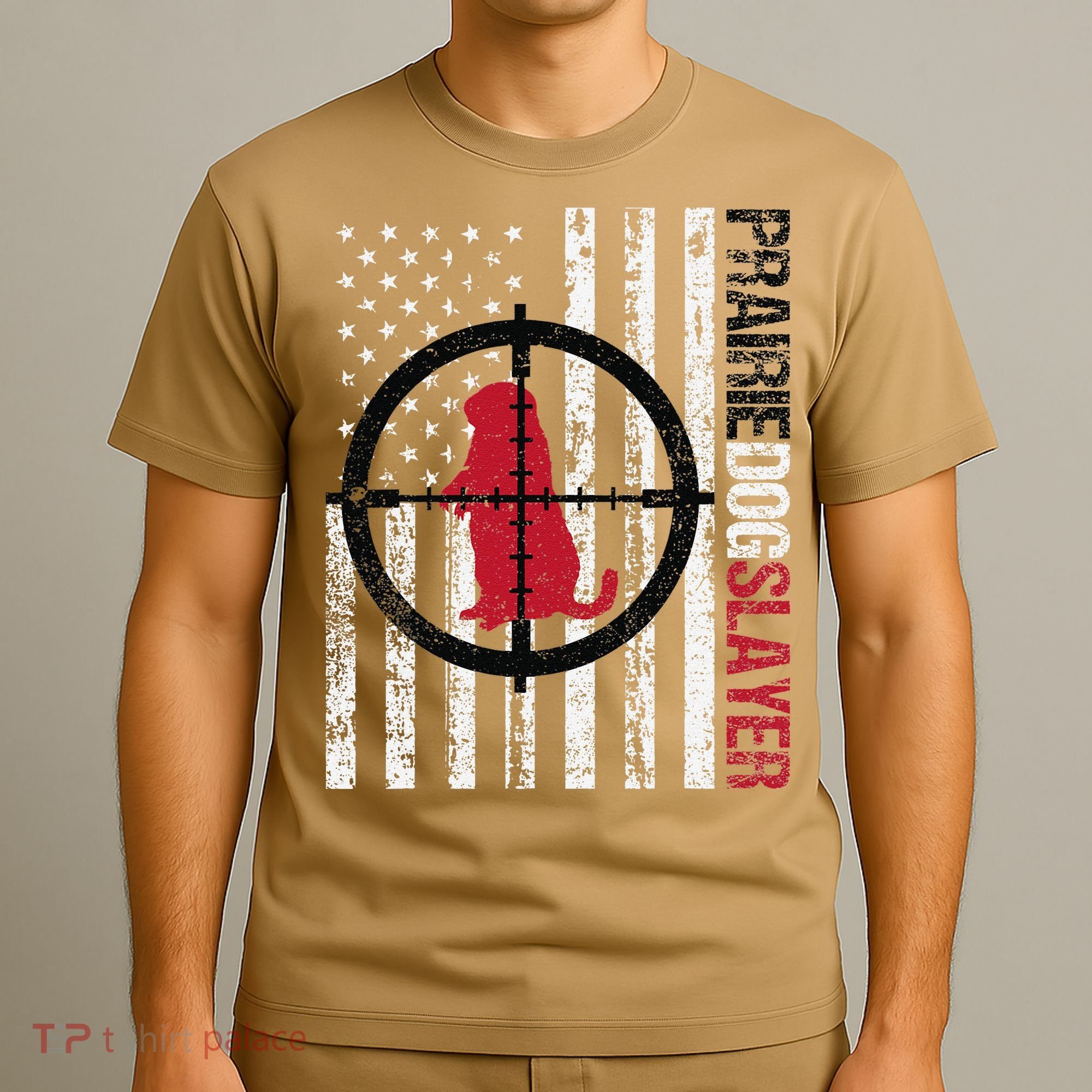 American Flag Prairie Dog Hunting Prairie Dog Slayer T-Shirt