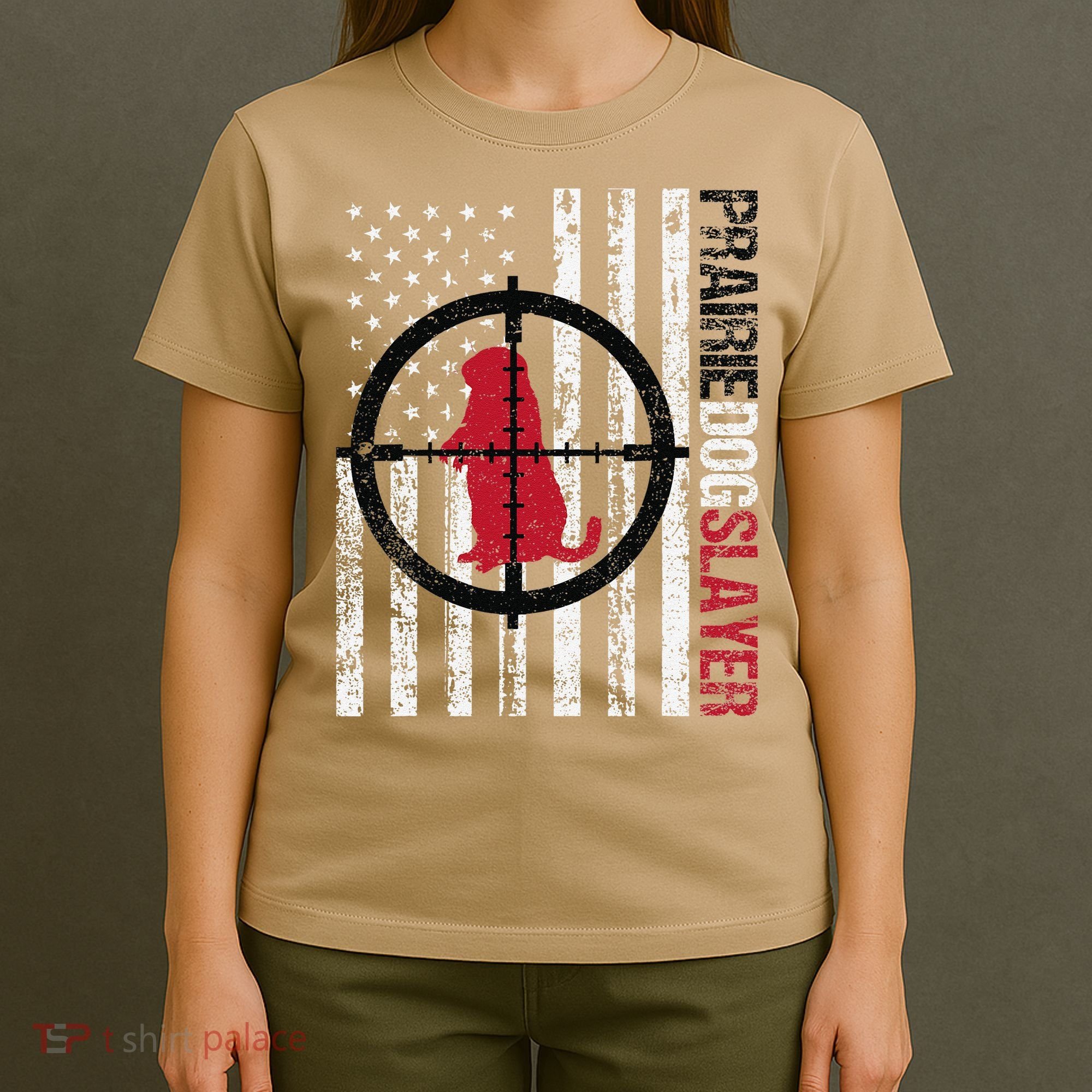 American Flag Prairie Dog Hunting Prairie Dog Slayer T-Shirt