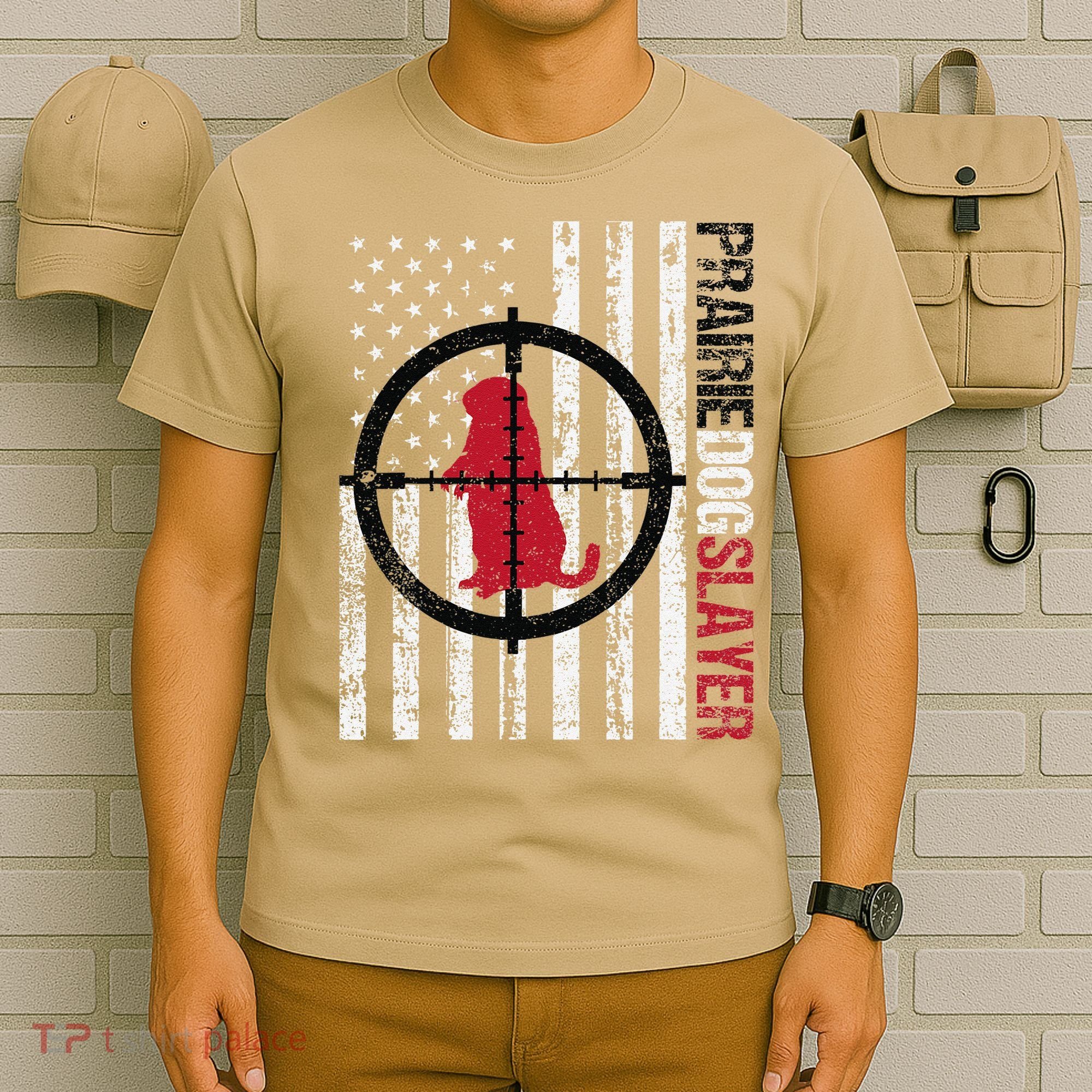 American Flag Prairie Dog Hunting Prairie Dog Slayer T-Shirt