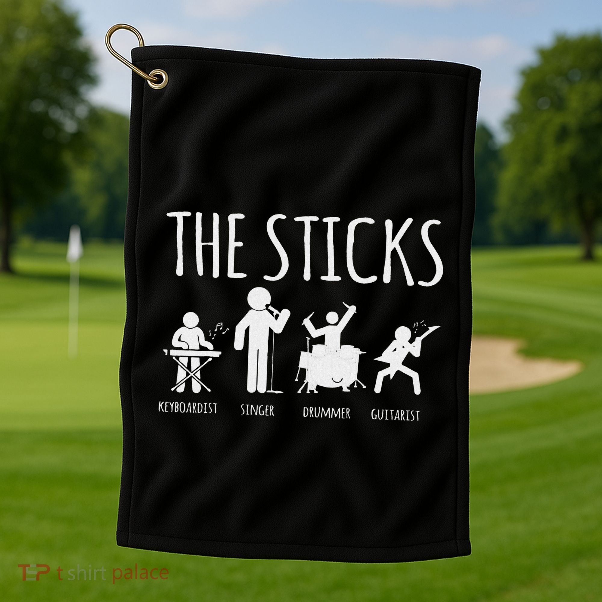 Awesome Four Person Stick Figure Band Golf Towel