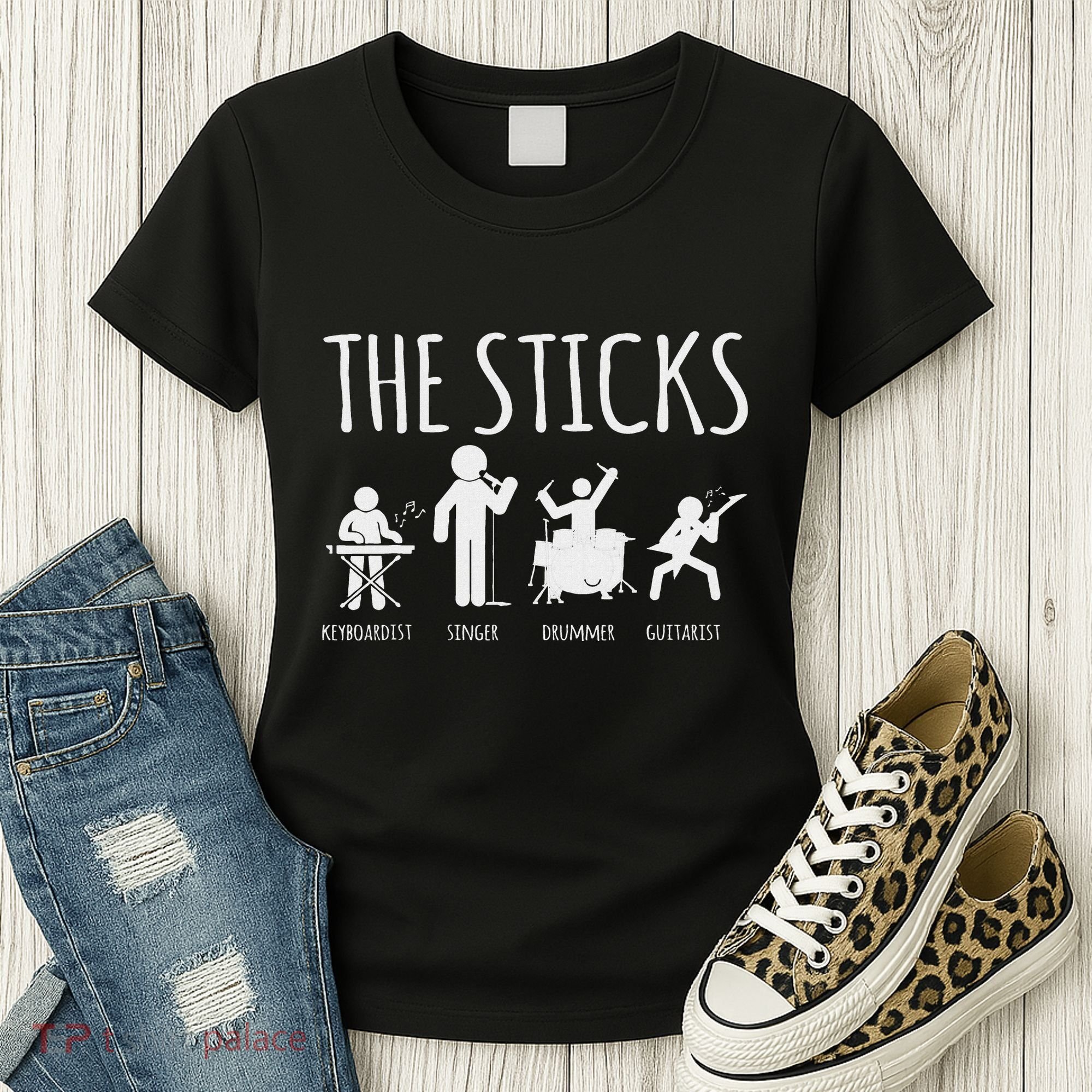 Awesome Four Person Stick Figure Band Women's T-Shirt
