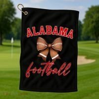 Alabama Football Pretty Coquette Style Bow Golf Towel thumb 1
