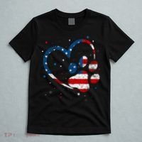 American Flag Patriotic Dog & Cat Paw Print 4th Of July T-Shirt thumb 5