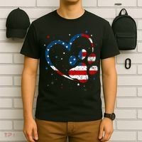 American Flag Patriotic Dog & Cat Paw Print 4th Of July T-Shirt thumb 6