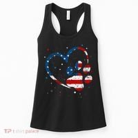 American Flag Patriotic Dog & Cat Paw Print 4th Of July Women's Tank Top thumb 0