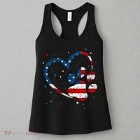 American Flag Patriotic Dog & Cat Paw Print 4th Of July Women's Tank Top thumb 3
