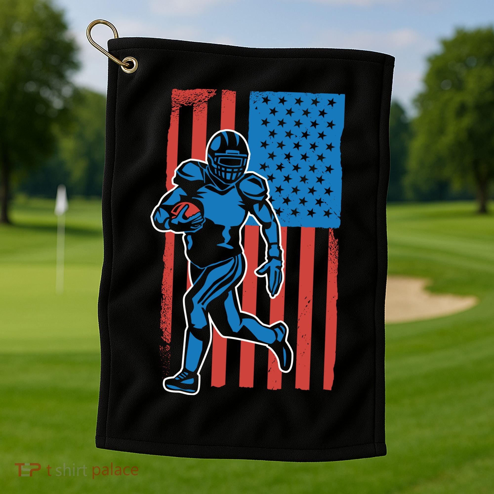 American Football Player Flag Golf Towel