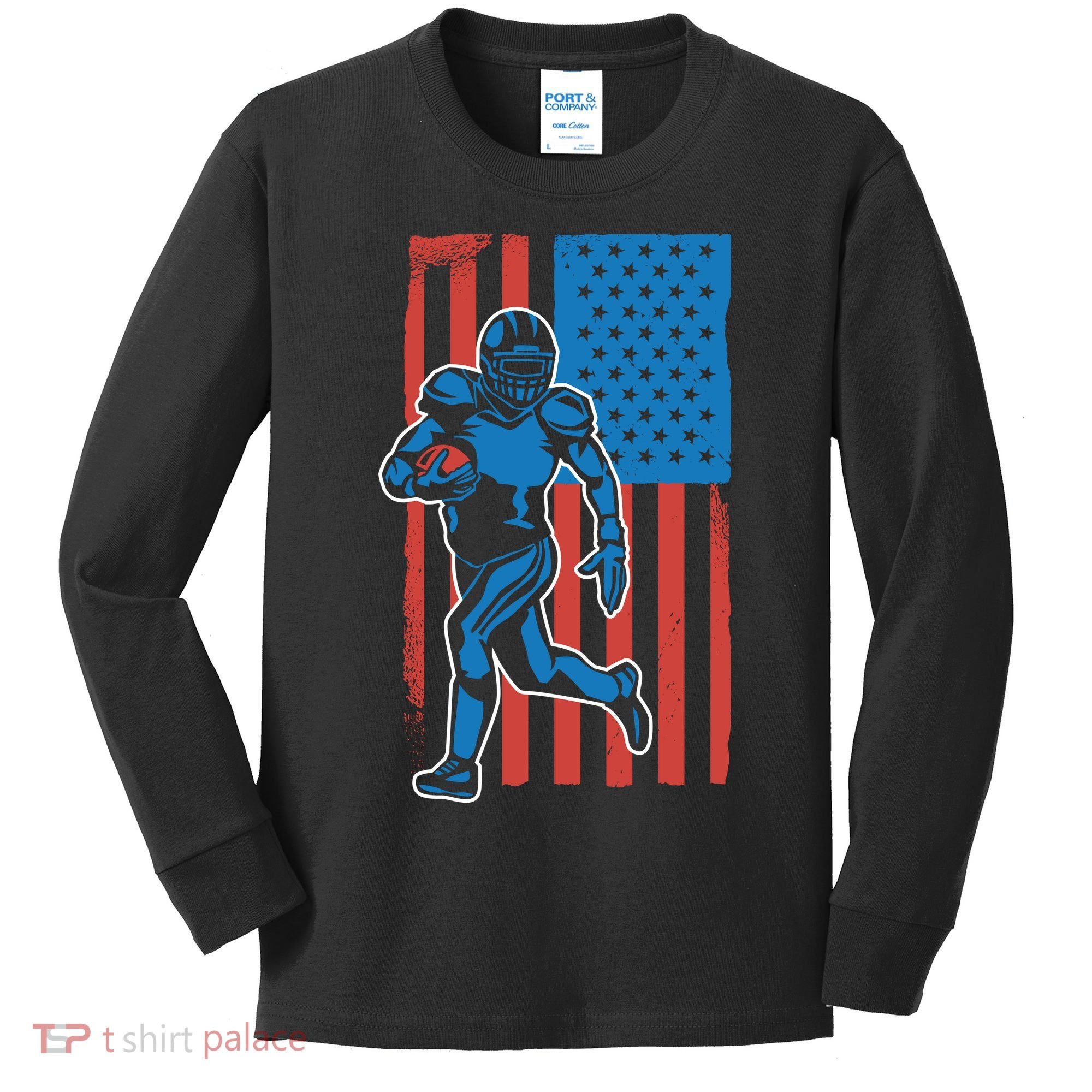 American Football Player Flag Kids Long Sleeve Shirt