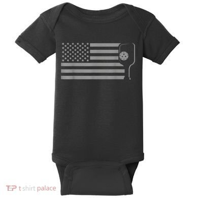 American Flag Pickleball Apparel Pickleball Baby Bodysuit