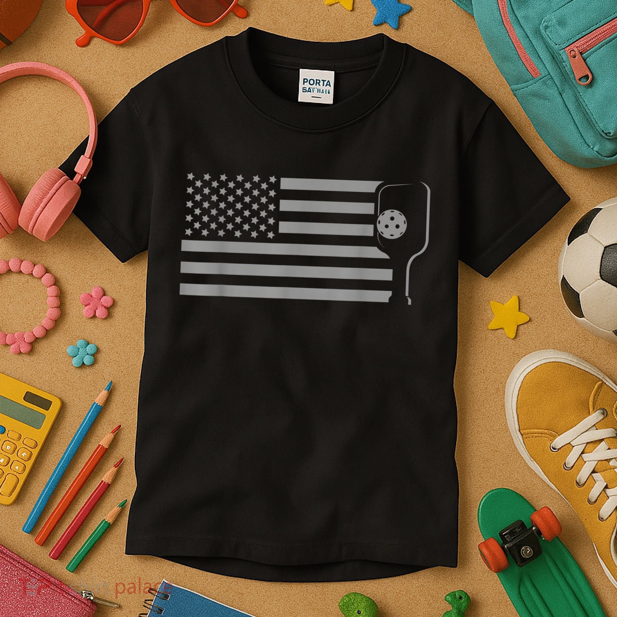 American Flag Pickleball Apparel Pickleball Kids T-Shirt