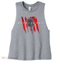 American Flag Pickleball Apparel Pickleball Women's Racerback Cropped Tank thumb 0