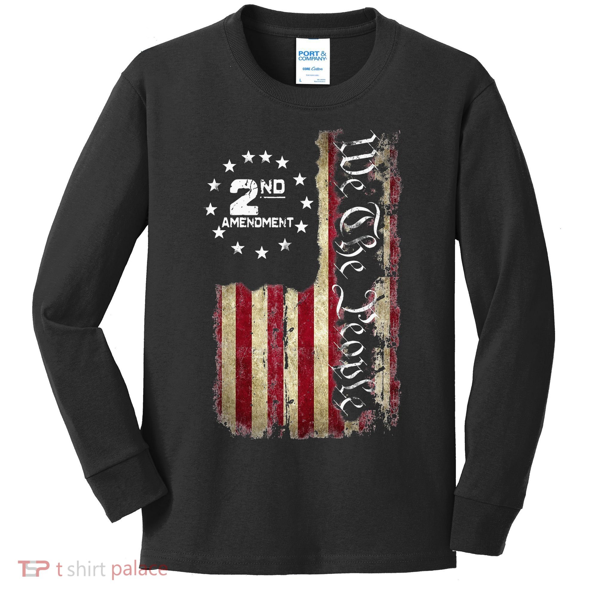 American Flag Patriotic We The People 2nd Amendment Kids Long Sleeve Shirt